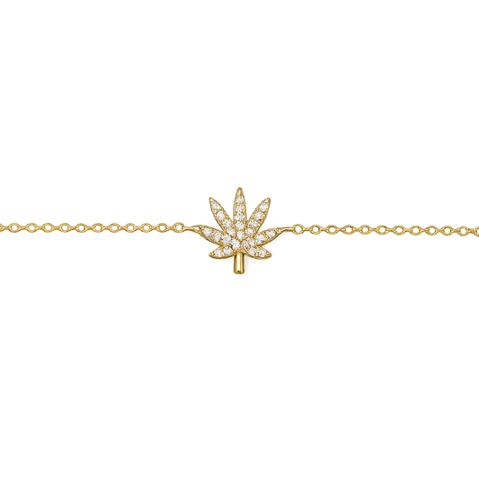 18K GOLD CANNABIS LEAF BRACELET
