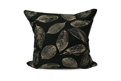 Black Leaf Cushion Cover