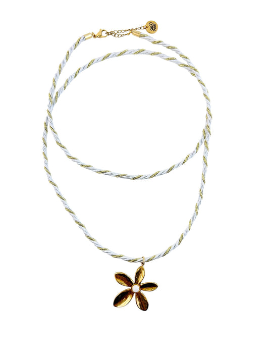 Pearl Flower Cord Necklace