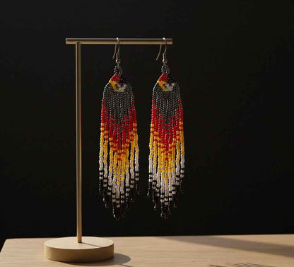 Black / red Firebird Spirit Beaded Earrings