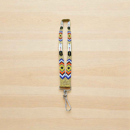 Golden blue Native Beaded Lanyard