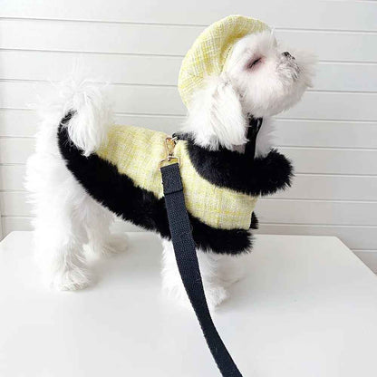 Plaid Tweed Harness Set | Dog Harness Leash and Hat Set