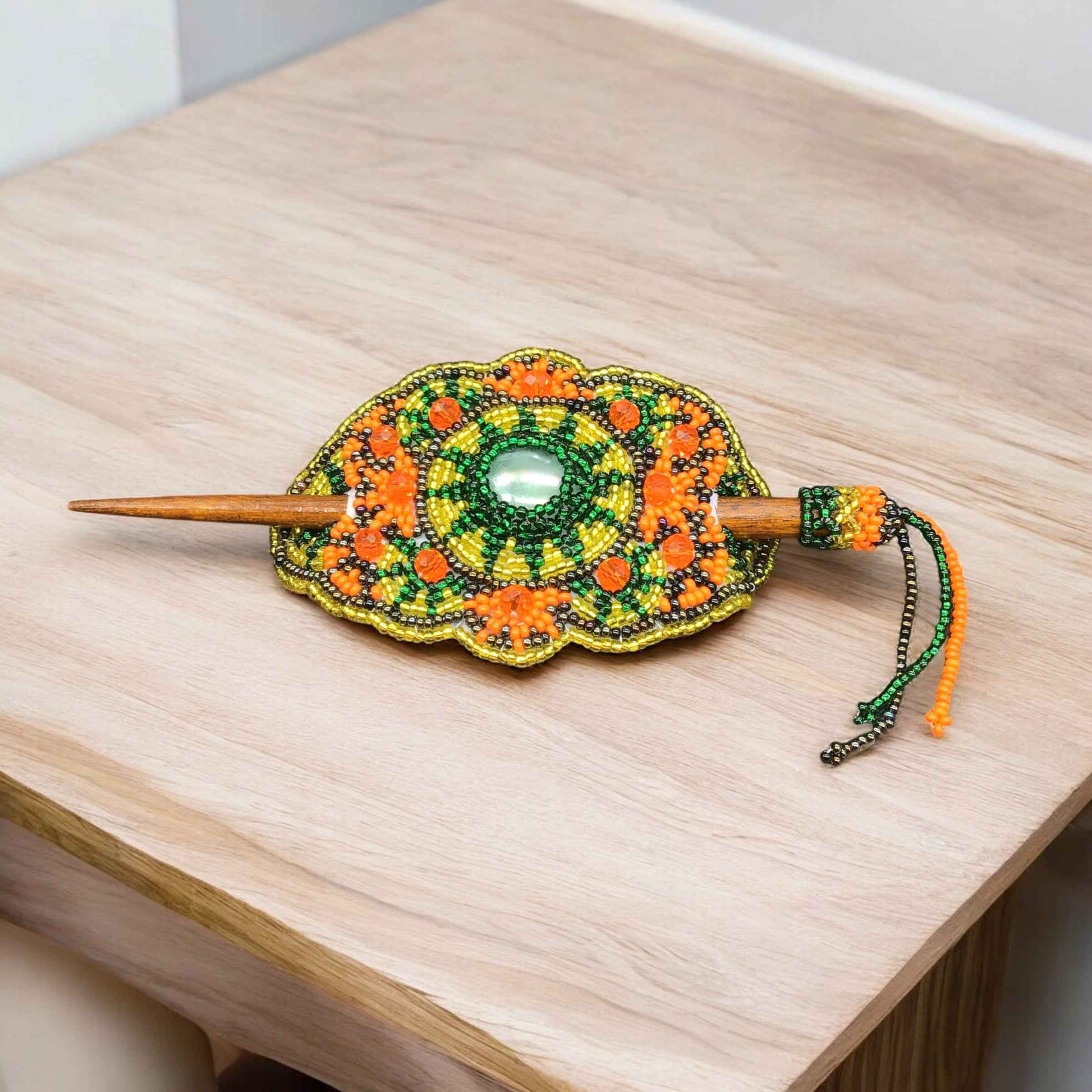 Multicolor Barrette Yellow w/ Green (41)