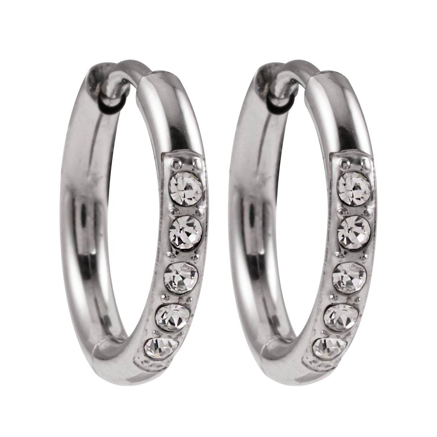 DARCI: Pavé Zirconia Gemstone Embedded Classic Mini Hoop in Silver