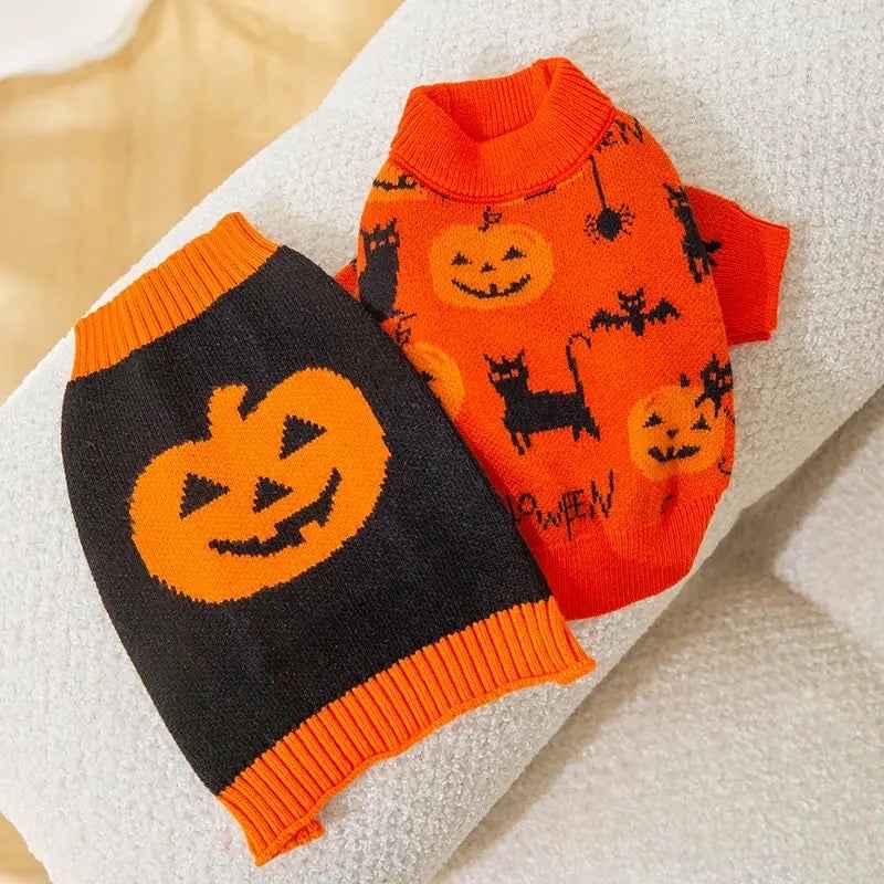 Pumpkin Bat Dog Sweater | Halloween Dog Costume