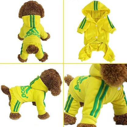 Dog Hoodie Pants Set | Adidog Sport Dog Outfit