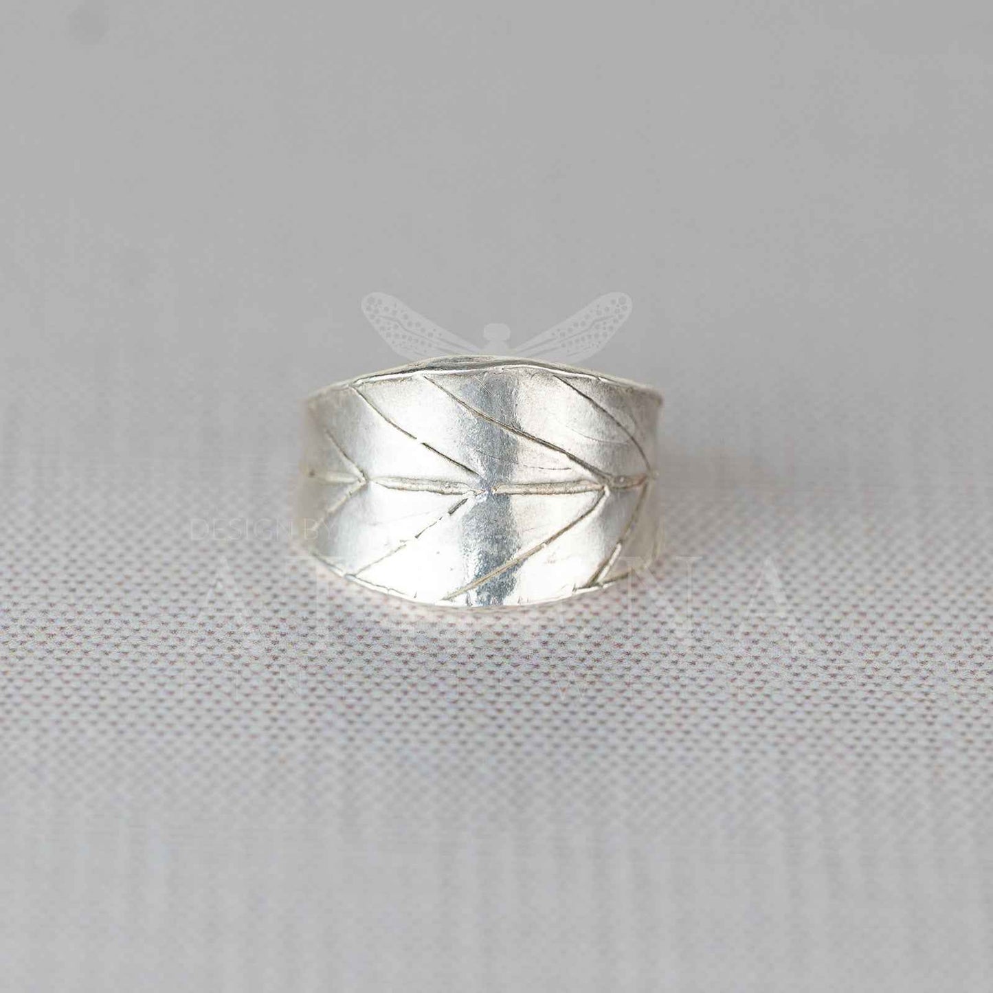 Blueberry Leaf Wraparound Ring | Handmade Sterling Silver & Gold | Unique Leaf Design