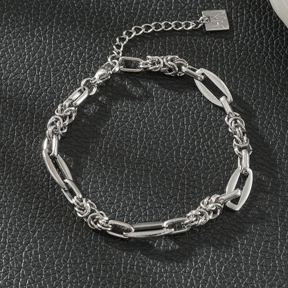 SORRENTO Silver (White Gold): Mixed Link Chain Bracelet