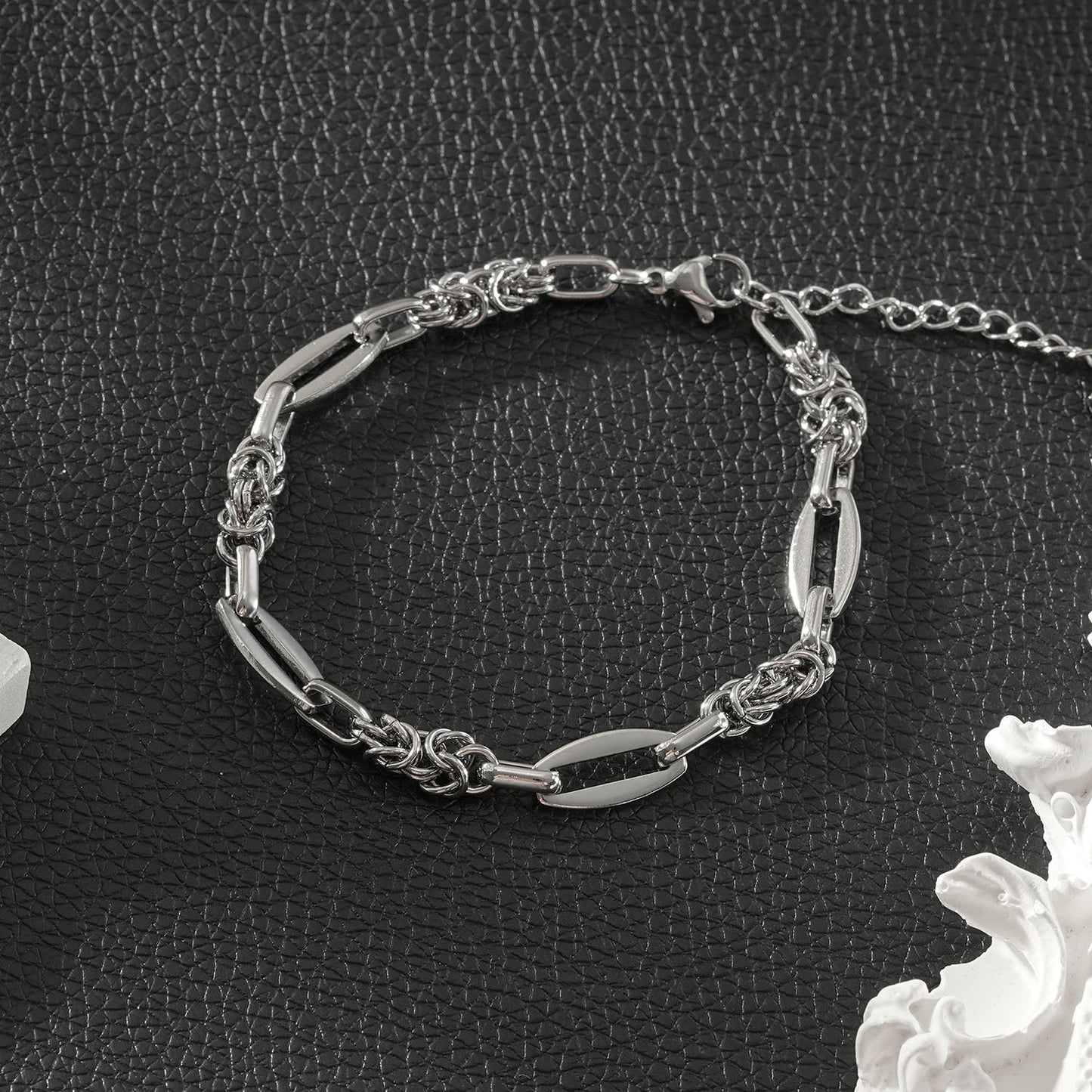 SORRENTO Silver (White Gold): Mixed Link Chain Bracelet