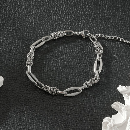 SORRENTO Silver (White Gold): Mixed Link Chain Bracelet