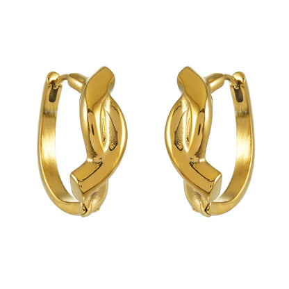 SIYAMI Gold: Sculpted Wave Hoop Earrings