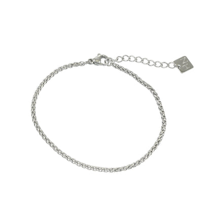 SADIKA Silver (White Gold): Intricate & Dainty Woven Chain Bracelet with Contemporary Braided Link Design