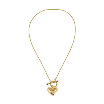 WANNI Gold: Radiant Heart Toggle Pendant Necklace – Contemporary Gold Heart Charm Statement Necklace