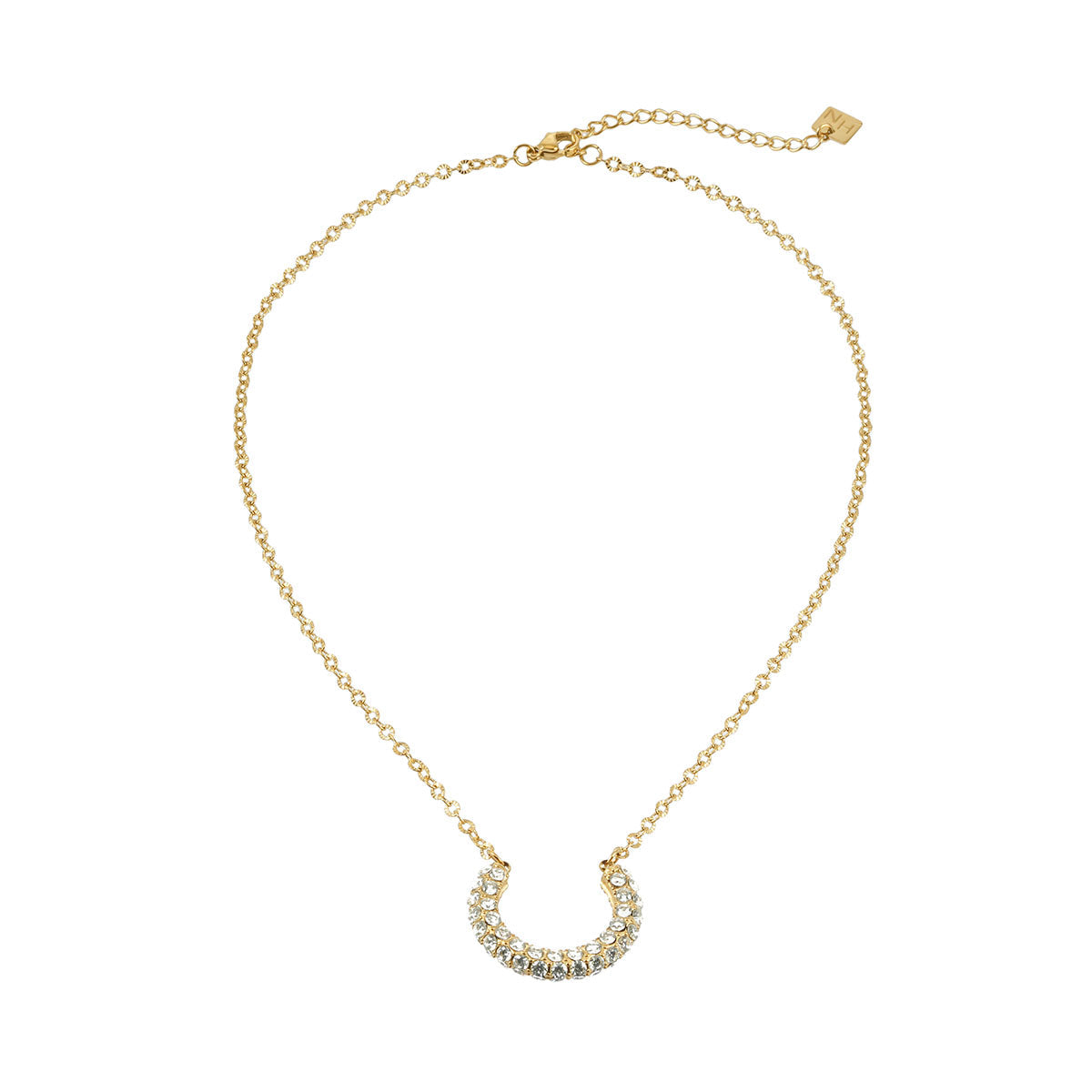 ASHANTI Gold: Celeste Crescent Necklace – Pavé Sparkle Pendant