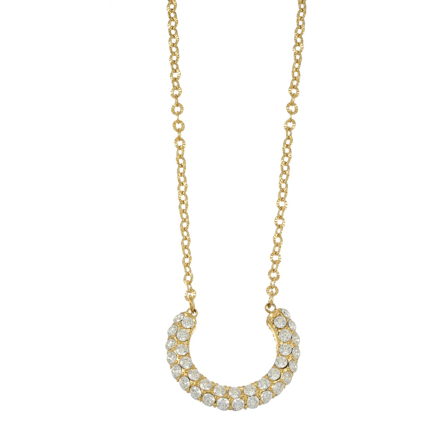 ASHANTI Gold: Celeste Crescent Necklace – Pavé Sparkle Pendant