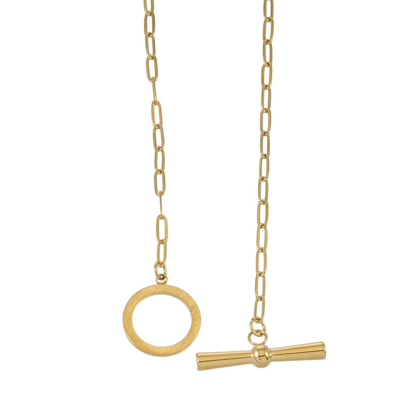 SADIKA Gold: Modern Pavé Zirconia Halo Toggle Necklace