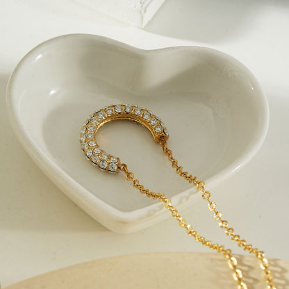ASHANTI Gold: Celeste Crescent Necklace – Pavé Sparkle Pendant