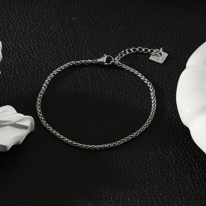 SADIKA Silver (White Gold): Intricate & Dainty Woven Chain Bracelet with Contemporary Braided Link Design