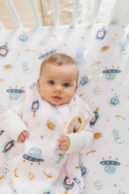 Muslin Fitted Crib Sheet - Astro Explorers