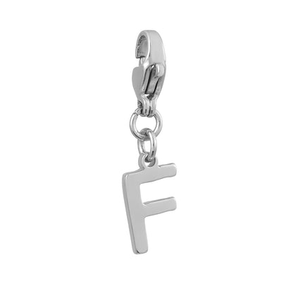 SOLID LETTER MINI CHARMS A–Z in SILVER (White Gold): Dainty Initial Alphabet Pendant for Necklaces & Bracelets — $12.50