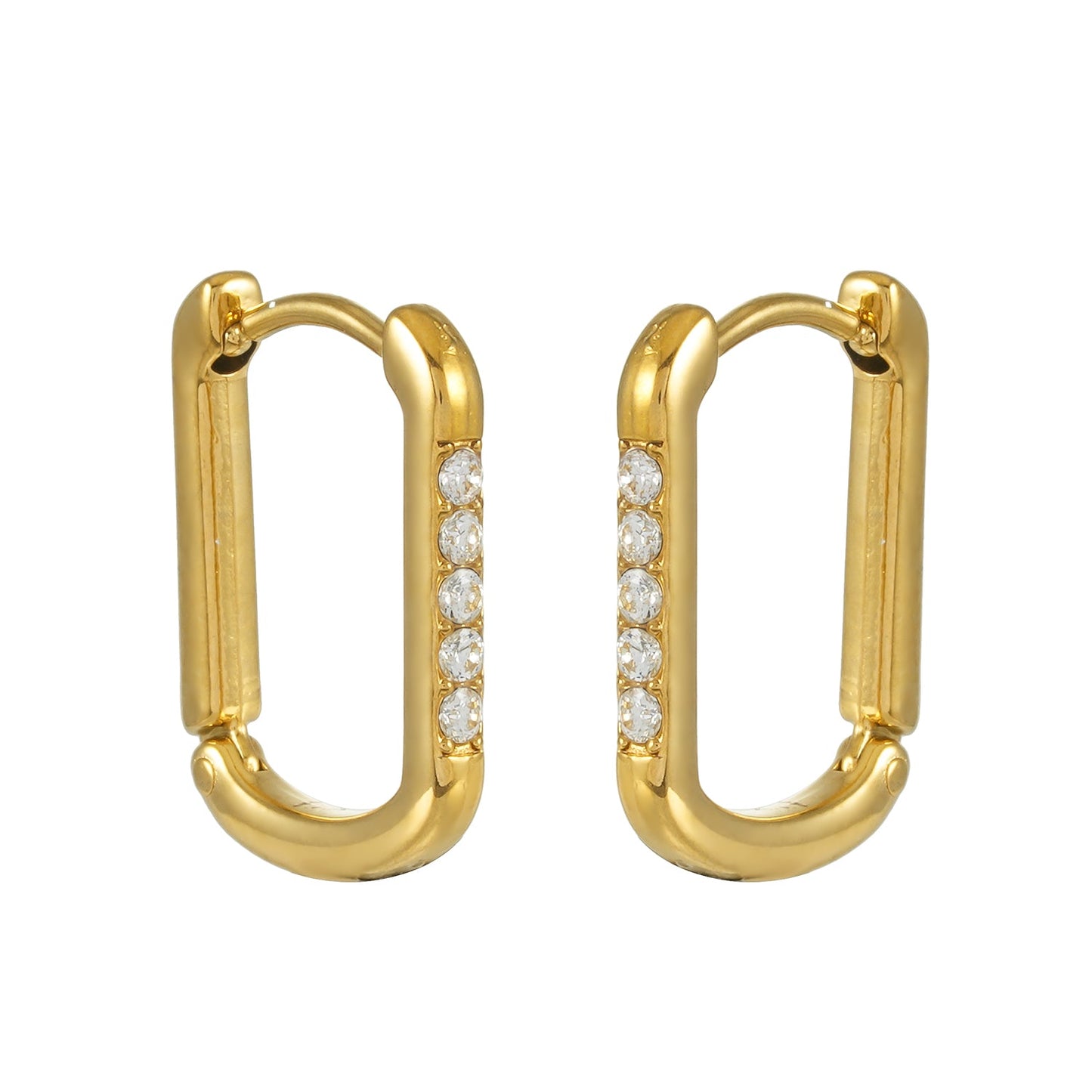 DEEQA Gold: Pavé Zirconia Rectangle Hoop Earrings
