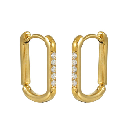 DEEQA Gold: Pavé Zirconia Rectangle Hoop Earrings