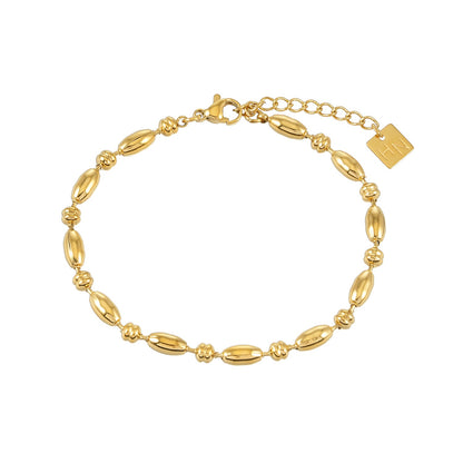 ADIATA Gold: Polished Oval Bead Bracelet – Sculpted Statement Jewellery