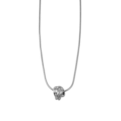 ALEKI Silver (White Gold): Sculptural Knot Pendant Necklace