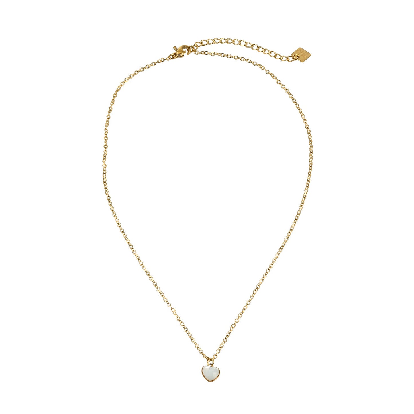 KOKAM Gold: Dainty Chain Necklace with Mini Shell-Encased Heart Charm Pendant — A Little Love to Hold Close