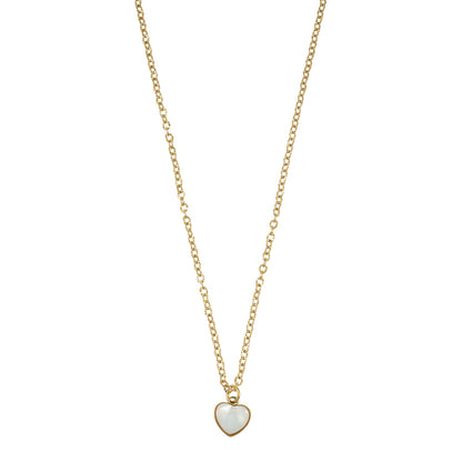 KOKAM Gold: Dainty Chain Necklace with Mini Shell-Encased Heart Charm Pendant — A Little Love to Hold Close