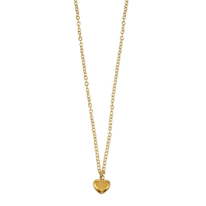 KOKAM Gold: Dainty Chain Necklace with Mini Shell-Encased Heart Charm Pendant — A Little Love to Hold Close