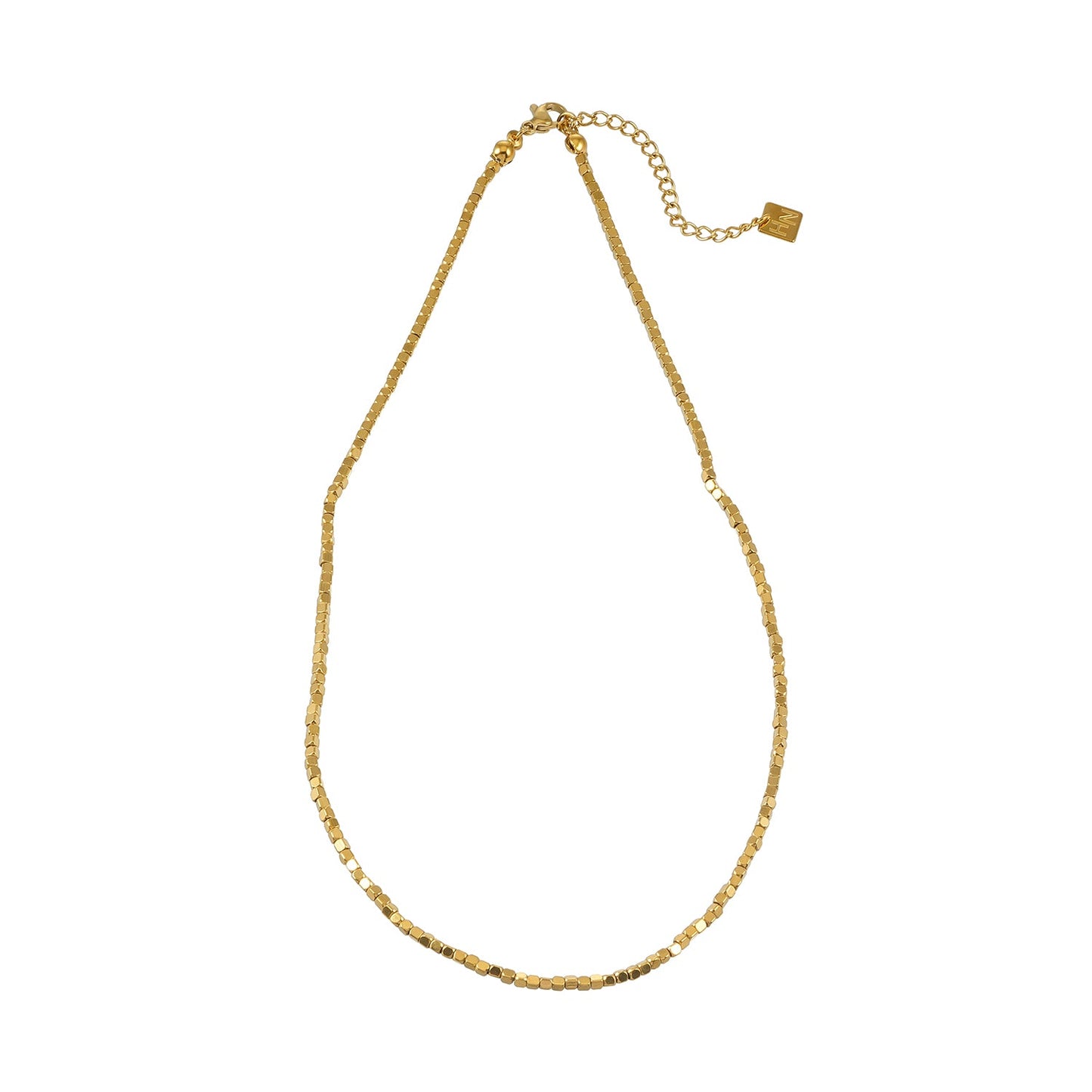 RATA Gold: Square Beaded Dainty Chain Necklace