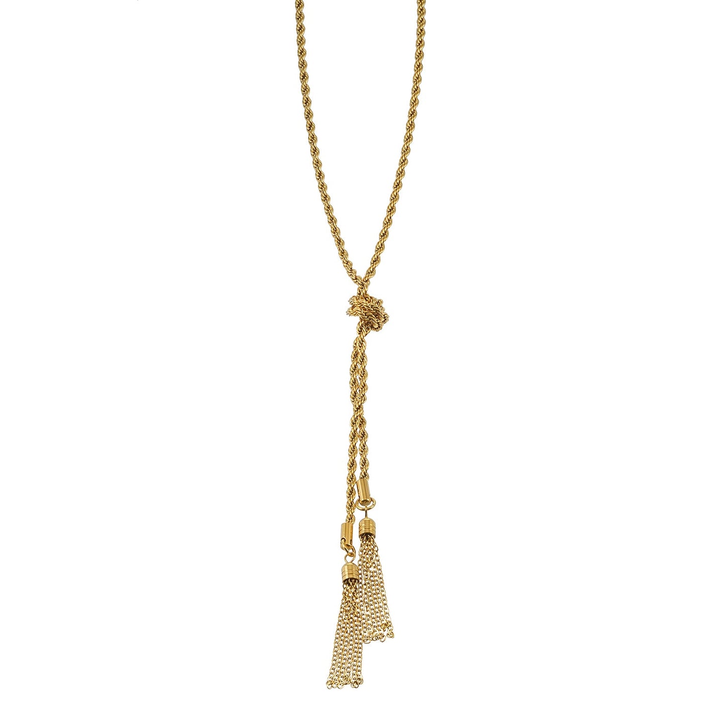 PIO Gold: Rope Chain Tassel Y-Necklace for Women – Adjustable Dainty Lariat Drop Statement Jewelry Perfect for Layering