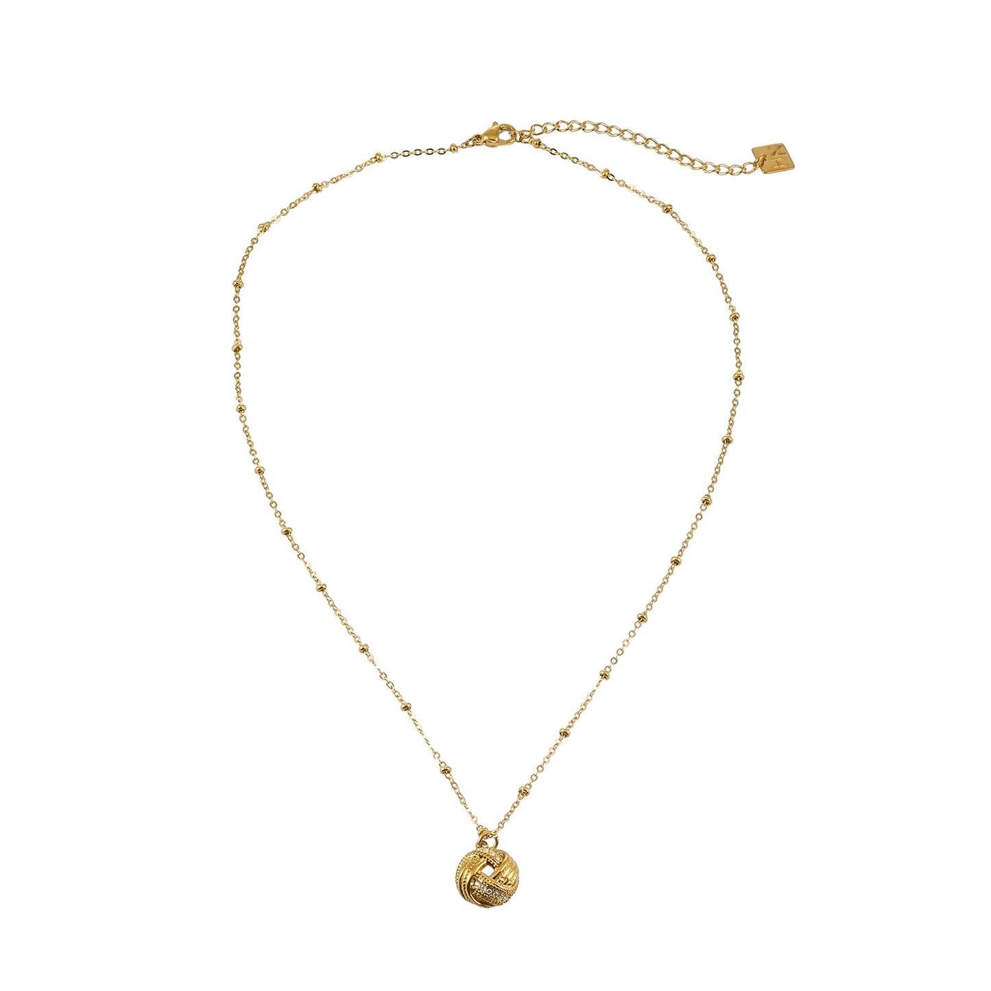 SALAMASINA Gold: Crystal Interwoven Knot Pendant Necklace