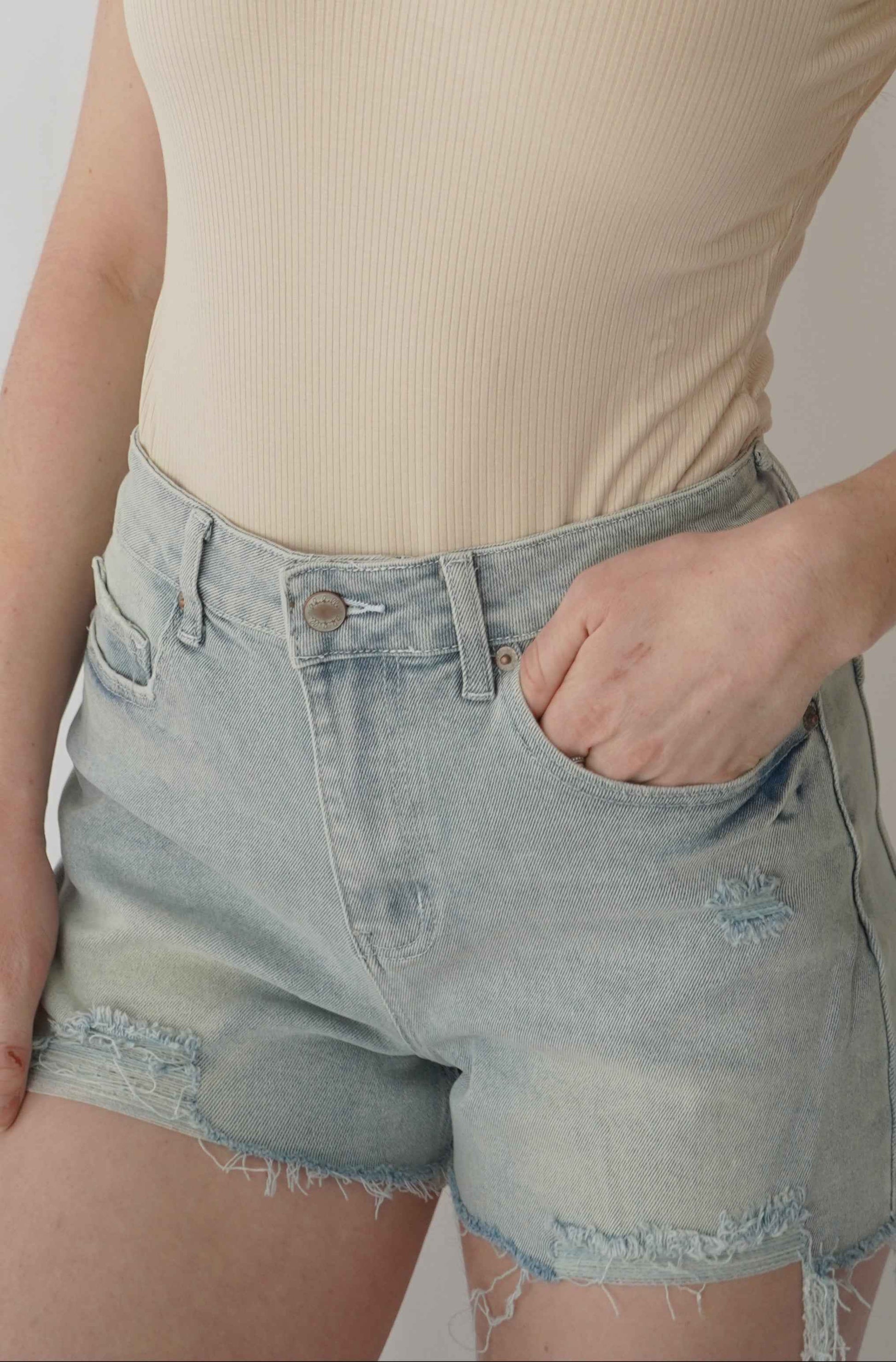 Bodysuit en rib col en V beige