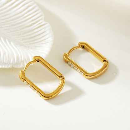 DEEQA Gold: Pavé Zirconia Rectangle Hoop Earrings