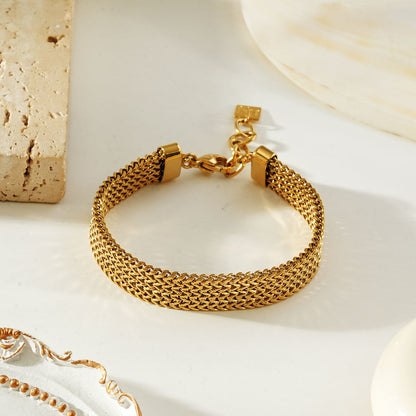 BOLOGNA Gold: Italian Vintage Mesh Chain Bracelet