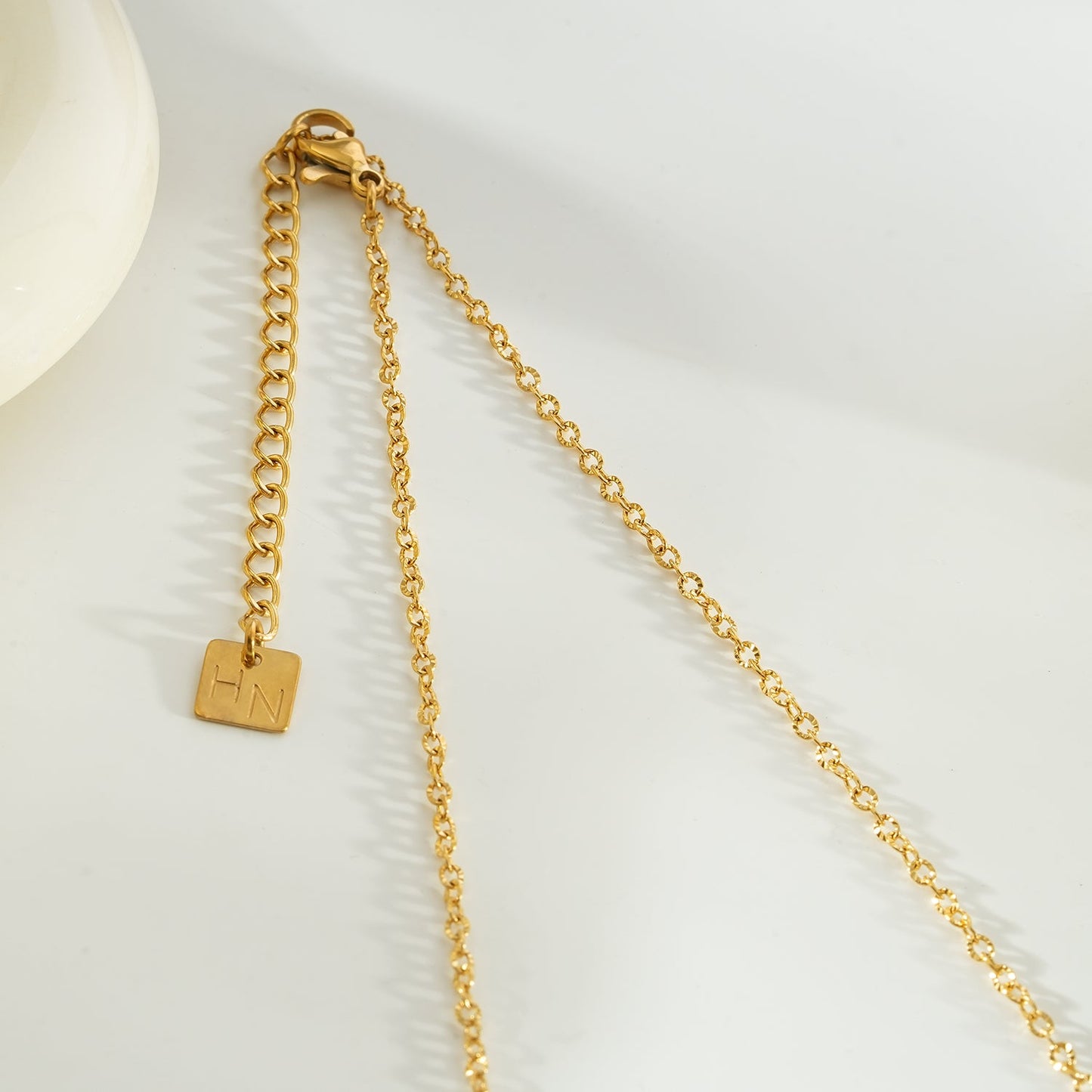 KOKAM Gold: Dainty Chain Necklace with Mini Shell-Encased Heart Charm Pendant — A Little Love to Hold Close