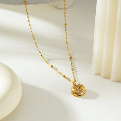 SALAMASINA Gold: Crystal Interwoven Knot Pendant Necklace