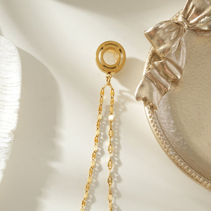 HAMMELA Gold: Pendant Necklace with a Pearl Centre & Crystal Halo