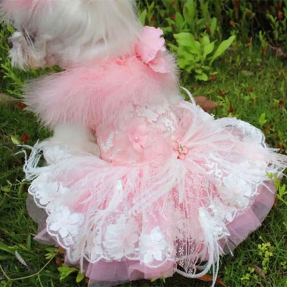 Baby Boo Feather Dog Dress | Elegant Occasion Dog Dress
