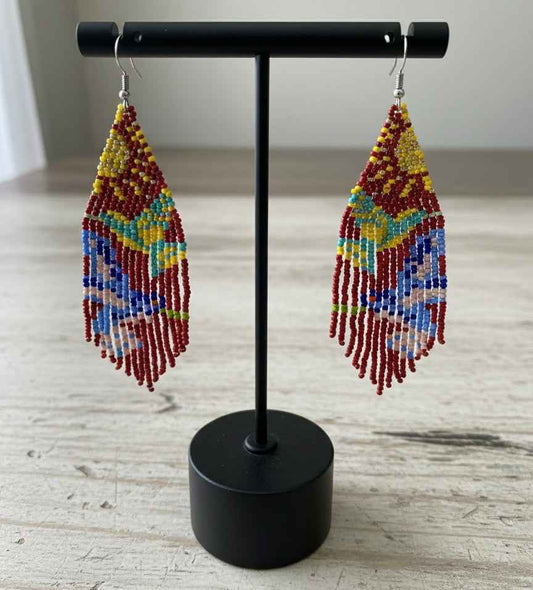 Maroon Sky Dancer Beaded Earrings