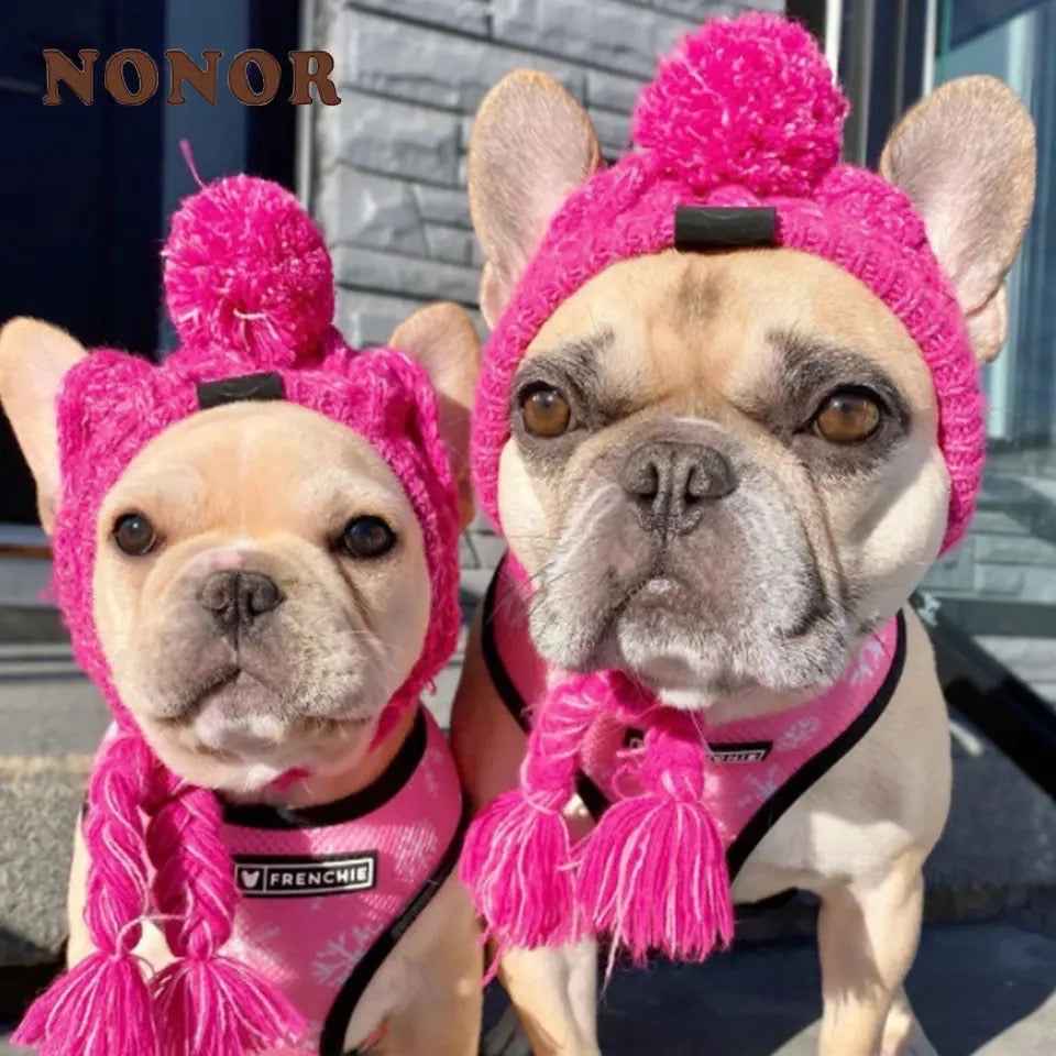 Dog Knit Hat | Knit Dog Hat with Pom Pom