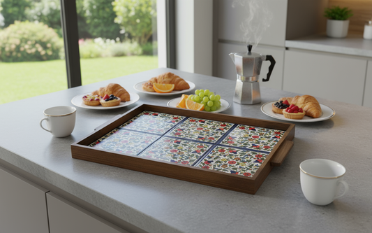 Handmade Palestinian Ceramic Serving Tray for Appetizers, Desserts, or Decor