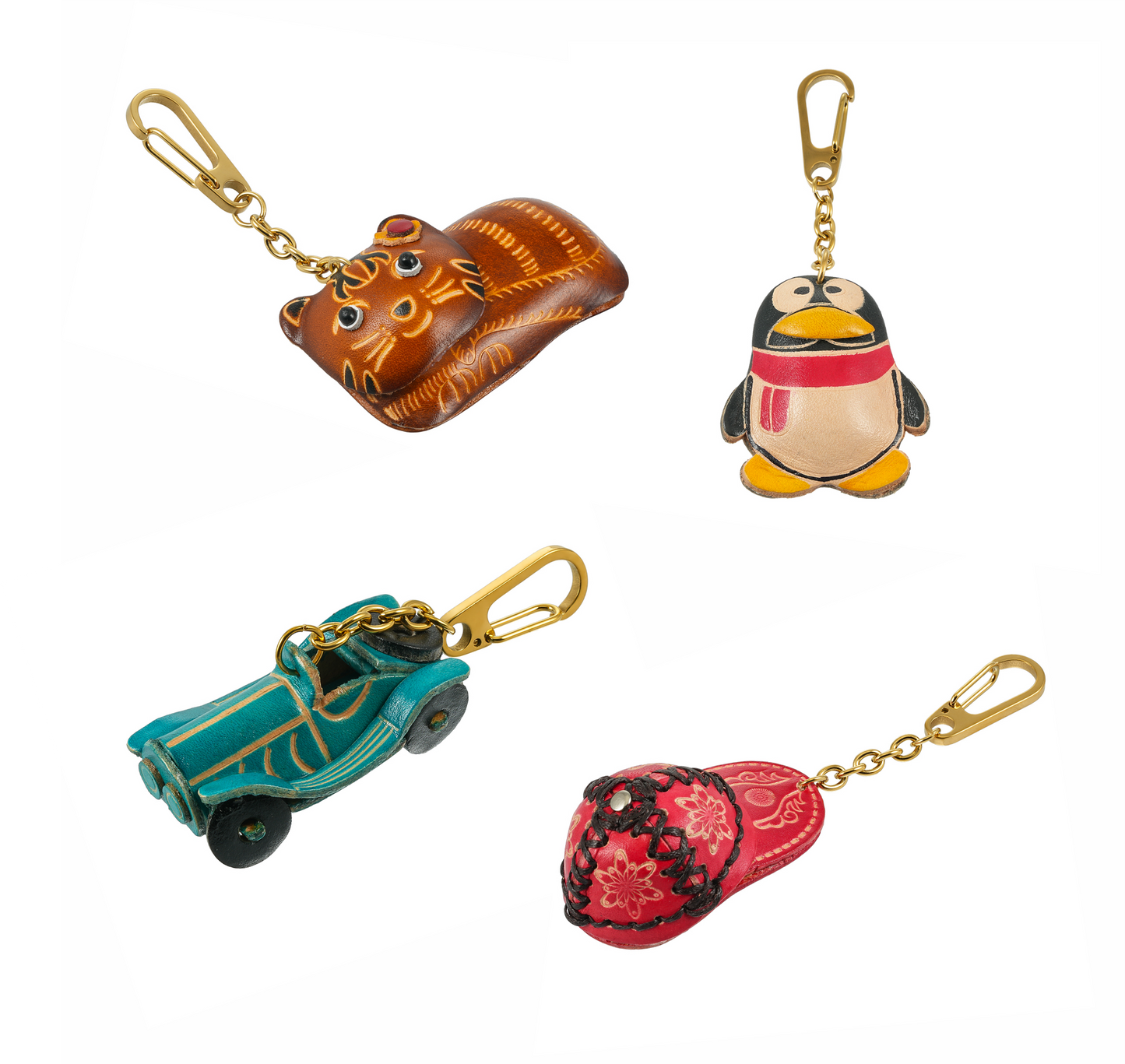Whimsy Luxe Leather Key Rings Collection | 18K Gold Infused Collectable Characters