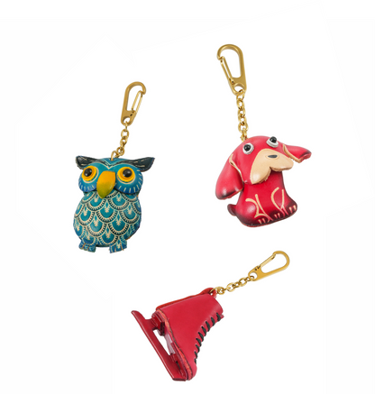 Whimsy Luxe Leather Key Rings Collection | 18K Gold Infused Collectable Characters