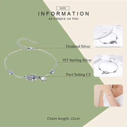 Sterling Silver Blue Evil Eye Charm Bracelet – Lobster Clasp