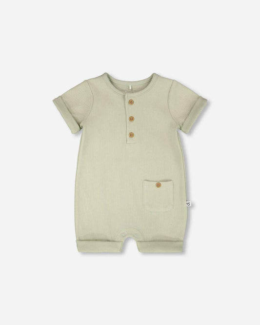 Cotton Rib Romper Sage Green