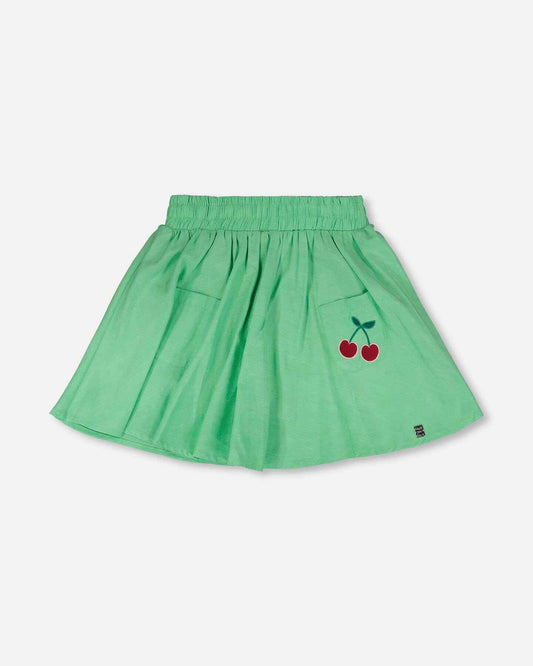 Organic Cotton Skort With Embroidery Green