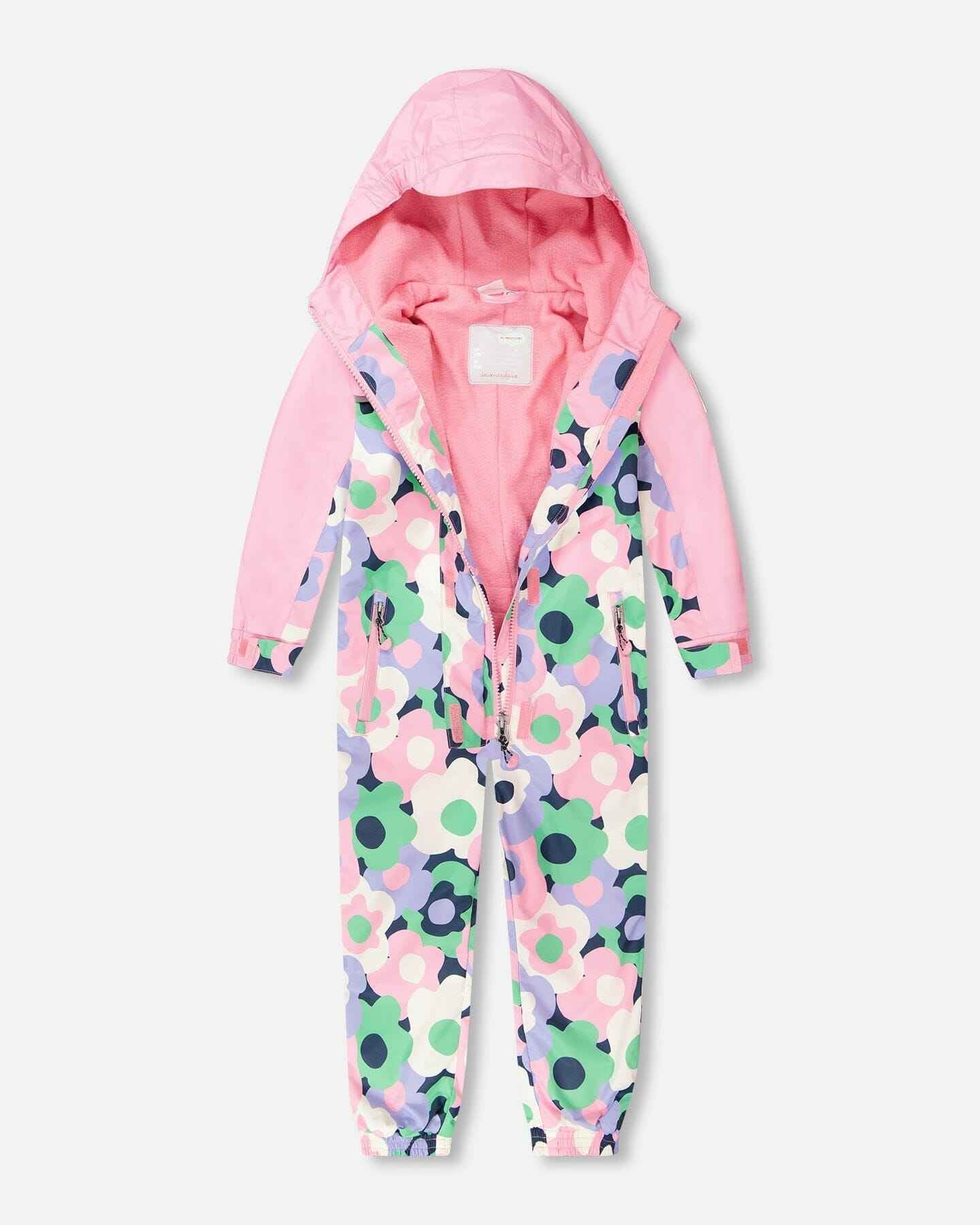 Kids Mid-Season One-Piece Outerwear Black Printed Flowers